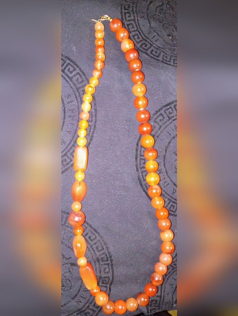 Vintage Karla Jordan Carnelian Agate Beaded Statement Necklace Boho